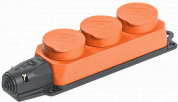 РБ33-1-0м Розетка (колодка) трехместная с защитными крышками Омега IP44 оранжевая ИЭК