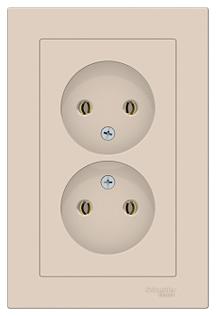 Systeme Electric AtlasDesign Беж Розетка б/з двойная, 16А, в сборе