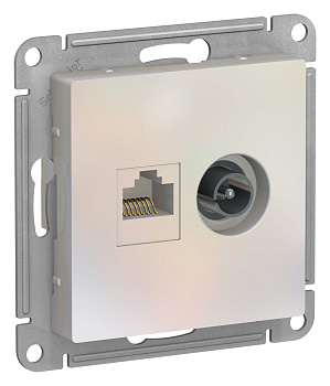 Systeme Electric AtlasDesign Жемчуг Розетка двойная комп+ТВ, RJ45+TV, кат.5E, механизм