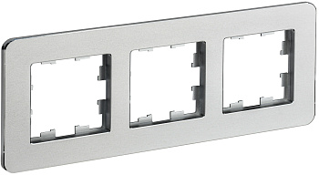 IEK BRITE DECOR Алюминий металл. скругл.угол Рамка 3-м РУ-3-1-Бр RE