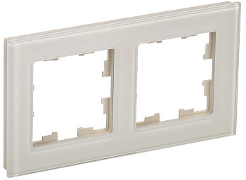 IEK BRITE DECOR  Ванильный глянец стекло Рамка 2-м РУ-2-2-БрВа