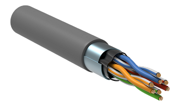 Кабель F/UTP кат. 5E 4х2х24AWG solid PVC  серый (305м) внут с экраном