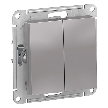 Systeme Electric AtlasDesign Aqua Алюминий Выключатель 2-клавишный, IP44, сх.5, 10АХ, механизм