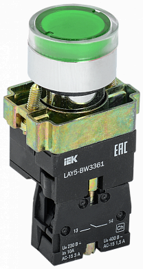 Кнопка управления LAY5-BW3361 с подсветкой зеленый 1з IEK под заказ от ПРОМ ЭНЕРГО СНАБ