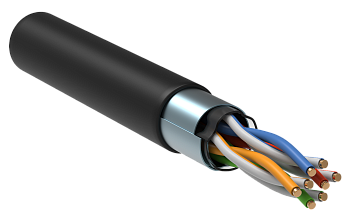 Кабель F/UTP кат. 5Е 4х2х24AWG solid LDPE черный (305м) внеш c экраном (Бухты по 305м)