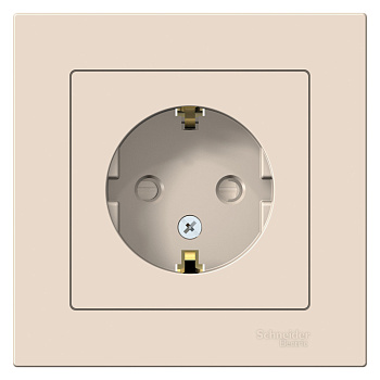 Systeme Electric AtlasDesign Беж Розетка с/з со шторками, 16А, в сборе
