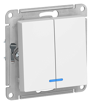 Systeme Electric AtlasDesign Бел Выключатель 2-клавишный с подсветкой, сх.5а, 10АХ, механизм