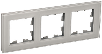 IEK BRITE DECOR Дымчатый глянец стекло Рамка 3-м РУ-3-2-БрД
