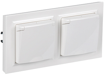 IEK BRITE Белый Розетка с кр. 16А IP44 РСбш10-3-44-БрБ в сборе 2шт