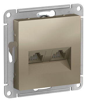 Systeme Electric AtlasDesign Шампань Розетка двойная компьютерная RJ45+RJ45, кат.5E, механизм