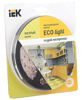 Лента LED 5м блистер LSR-3528Y60-4.8-IP65-12V желтый цвет IEK-eco