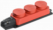 РБ33-1-0м Розетка (колодка) трехместная с защитными крышками Омега IP44 красная ИЭК