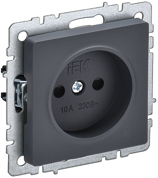 IEK BRITE BASE Графит Розетка без з/к с з/ш 10А РСш10-2-БрГ