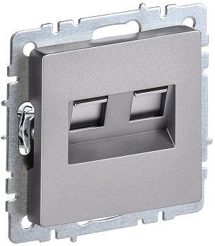 IEK BRITE BASE Сталь Розетка двойная RJ11+RJ45 кат.5E РК/Т12-БрС