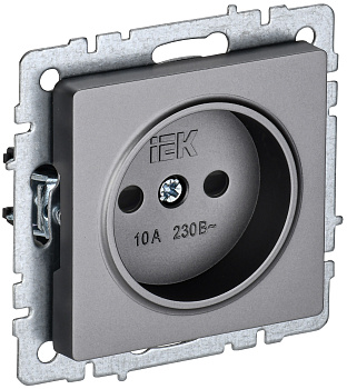 IEK BRITE BASE Сталь Розетка без з/к с з/ш 10А РСш10-2-БрС
