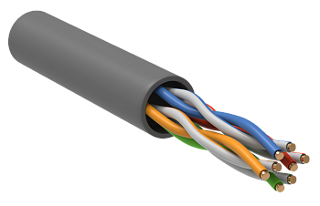 Кабель U/UTP кат. 5Е 4х2х24AWG solid PVC  серый (305м) внут без экрана (Бухты по 305м)
